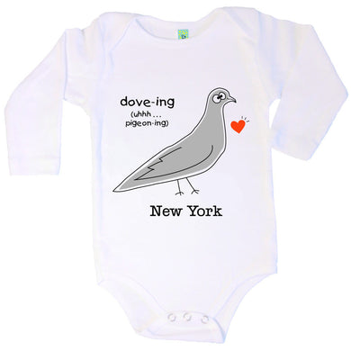 Bugged Out pigeon long sleeve baby body