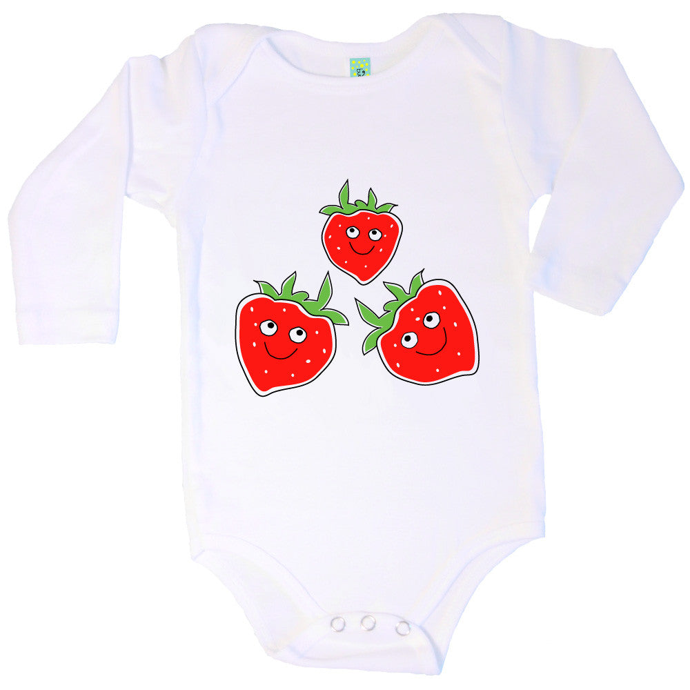 Bugged Out strawberry long sleeve baby body