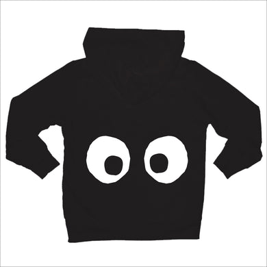 Bugged Out black baby hoodie with eyes
