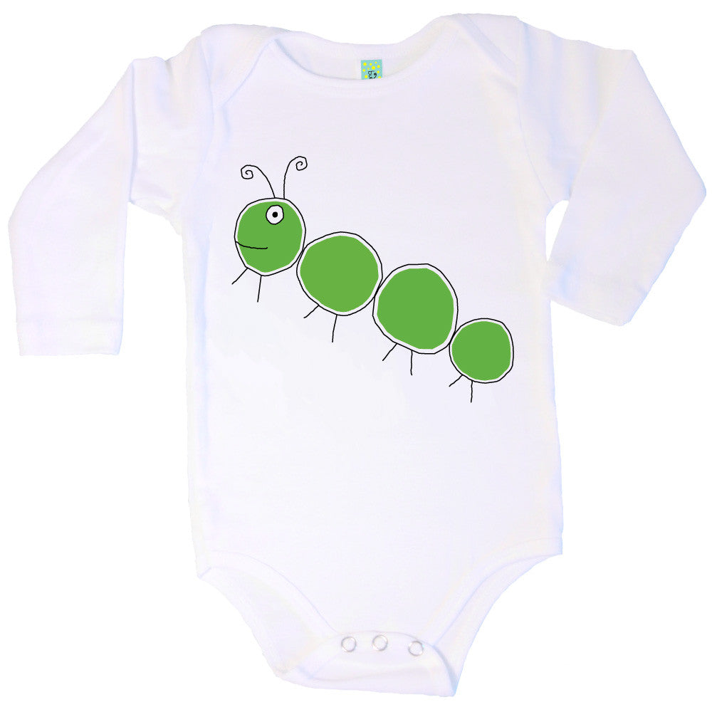 Bugged Out caterpillar long sleeve baby onesie