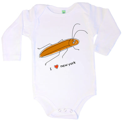 Bugged Out cockroach long sleeve baby onesie