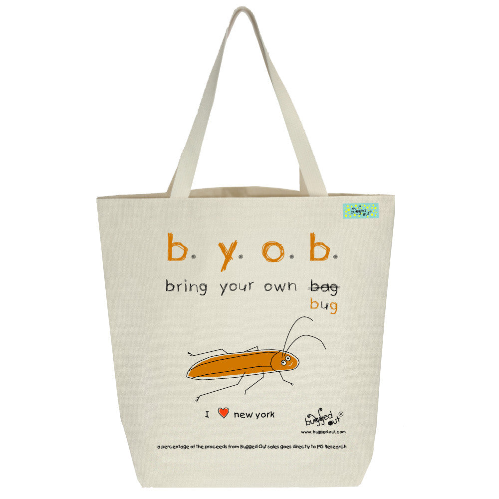 Cockroach Bag Bugged Out cockroach recycled cotton canvas tote bag