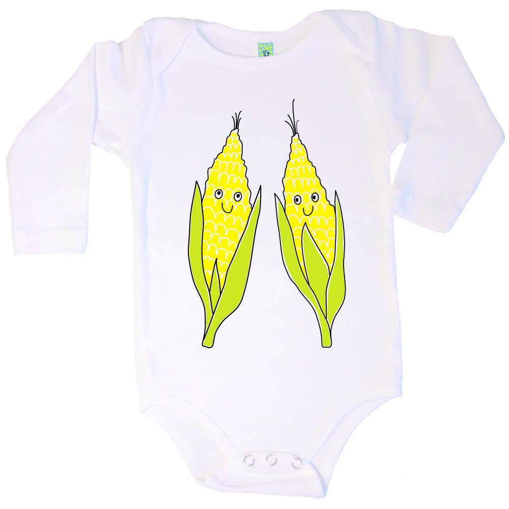 Bugged Out corn long sleeve baby onesie