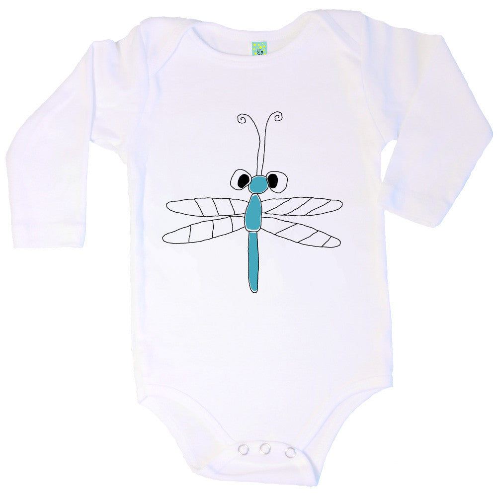 Bugged Out dragonfly long sleeve baby onesie