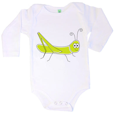 Bugged Out grasshopper long sleeve baby body