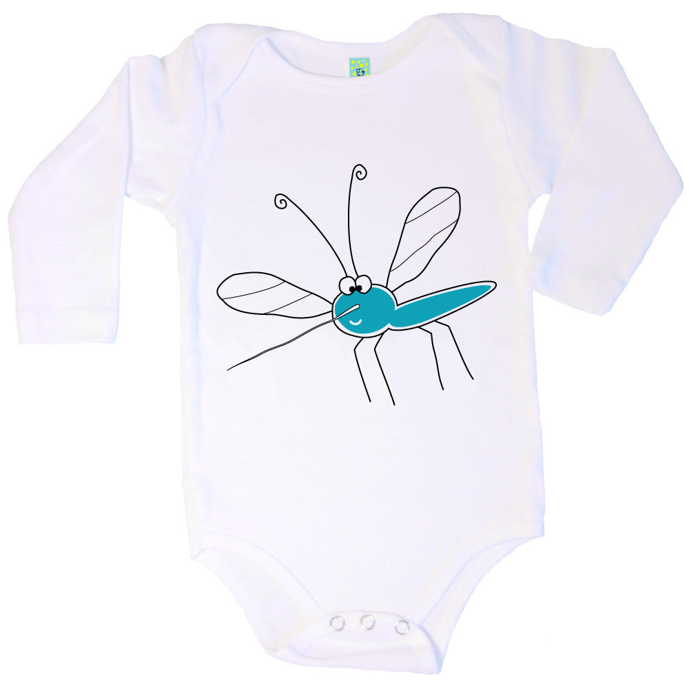 Bugged Out mosquito long sleeve baby onesie