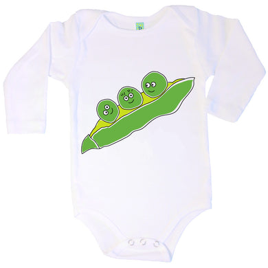 Bugged Out pea long sleeve baby onesie