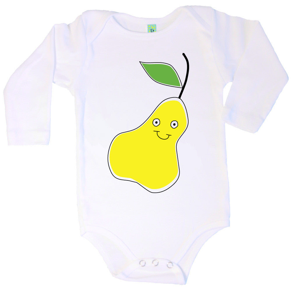 Bugged Out pear long sleeve baby onesie