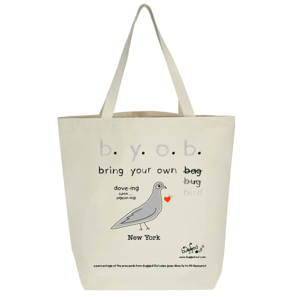 Bugged Out pigeon tote bag