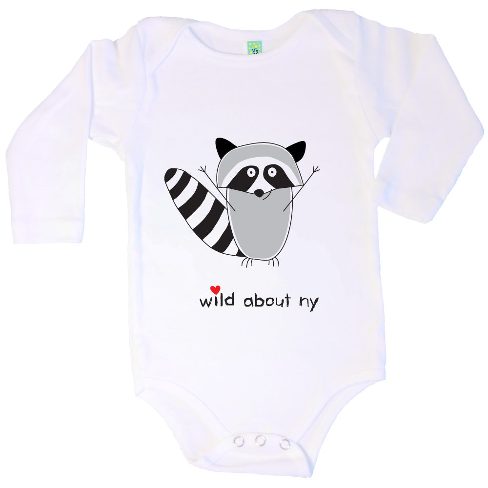 Bugged Out raccoon long sleeve baby onesie