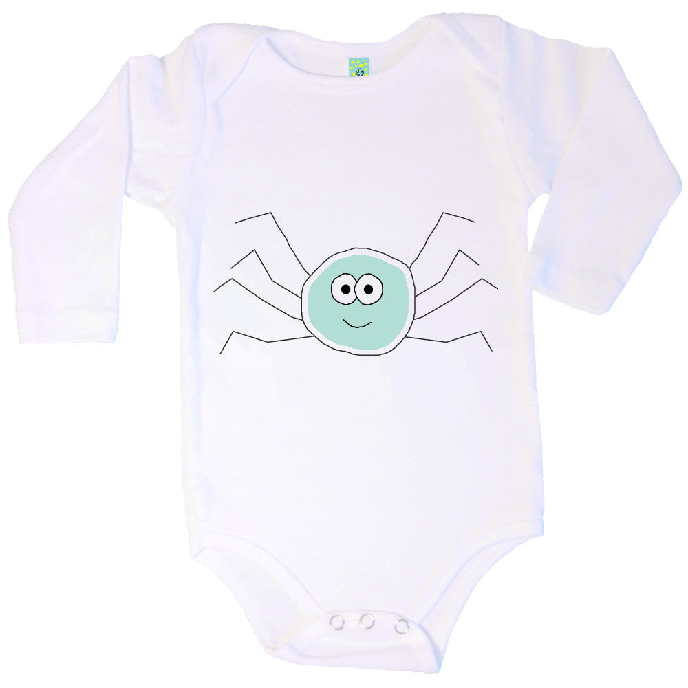 Bugged Out spider long sleeve baby onesie