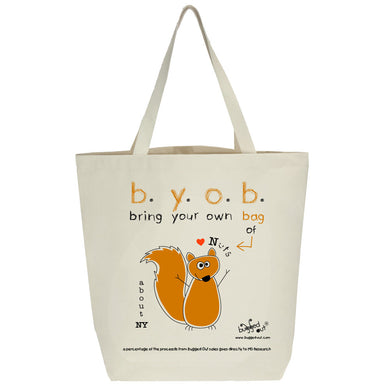 Bugged Out squirrel tote bag