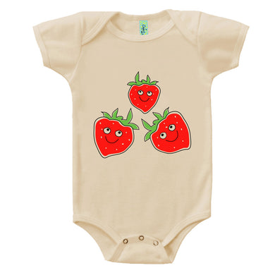 Bugged Out strawberry short sleeve baby onesie