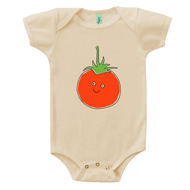 Bugged Out tomato short sleeve baby onesie