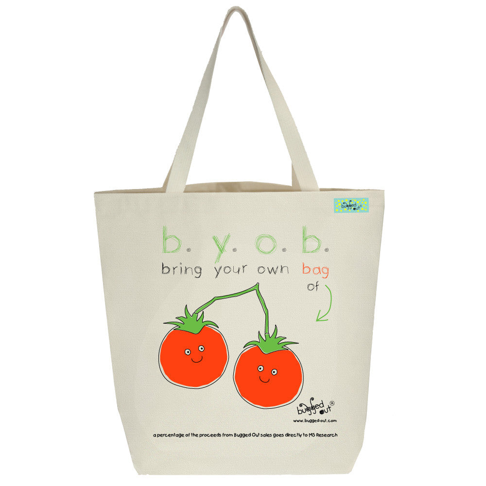 Bugged Out tomato tote bag