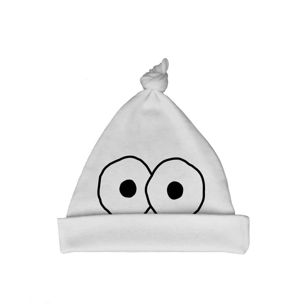 Bugged Out googly eyes organic cotton baby hat - white
