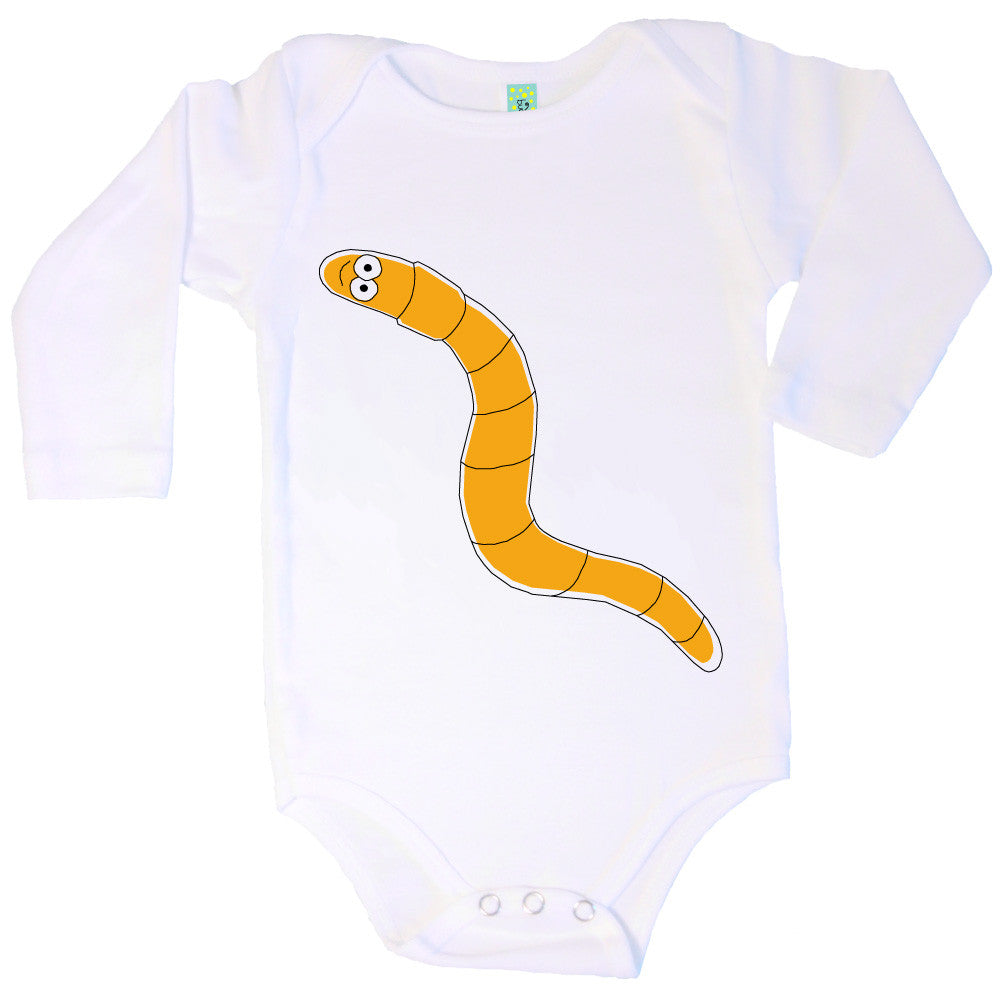 Bugged Out worm long sleeve baby onesie